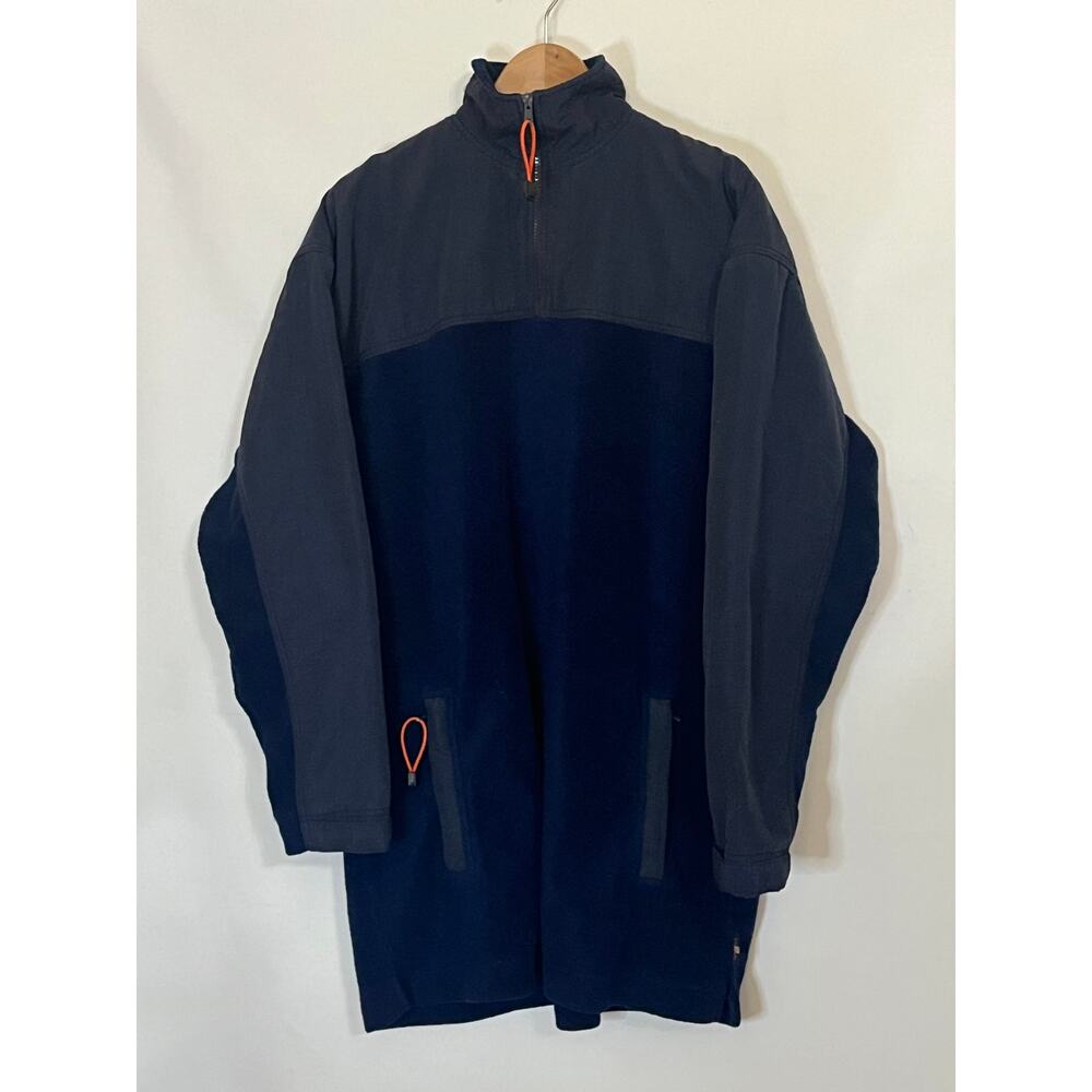 MacGear Long Men's Blue Jacket size 1XLT Pre-Owned QuarterZip. Pocket in sleeve.